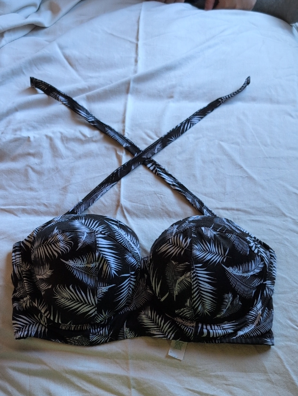 ASOS Black and White Leaf Print Underwire Bikini Top